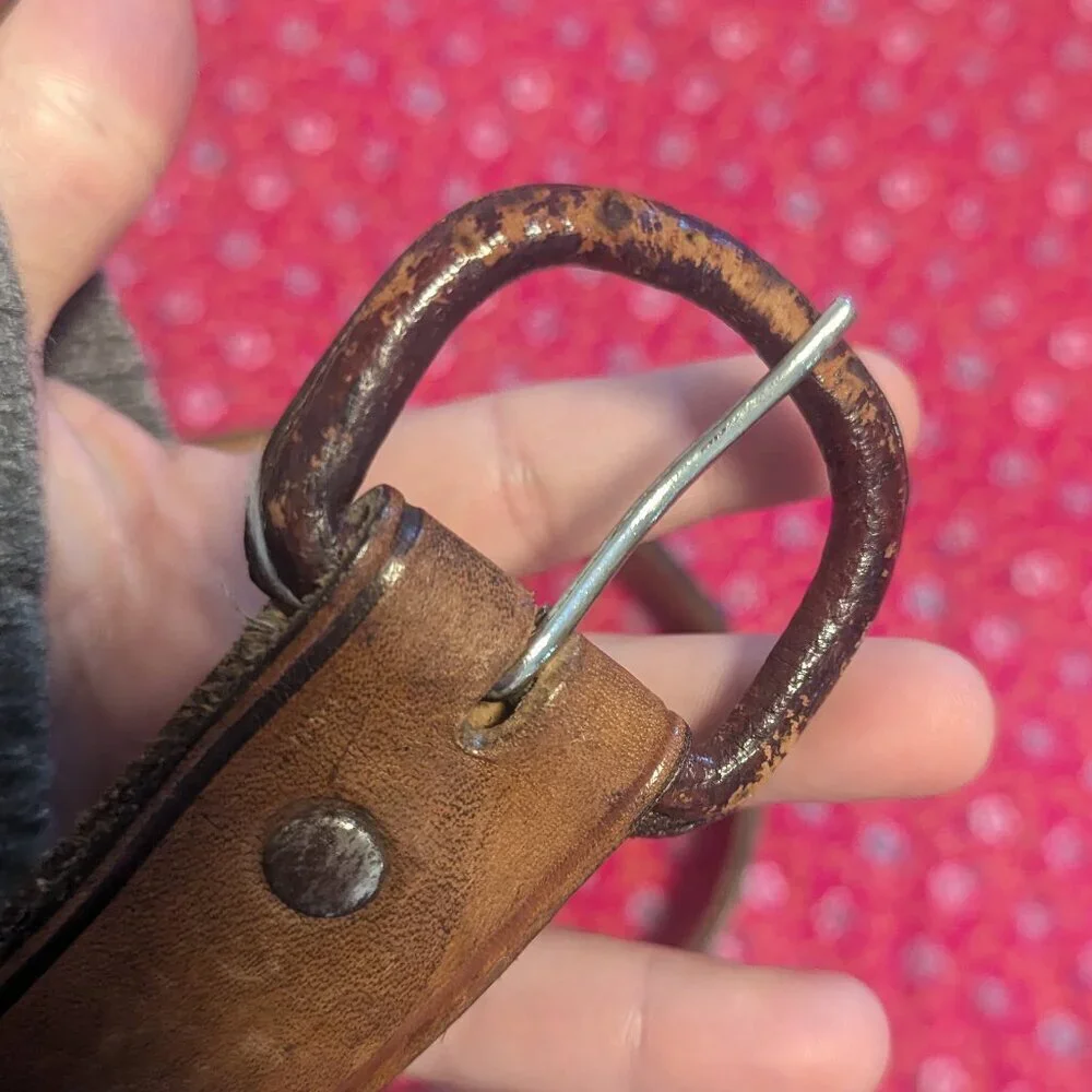 Western Tooled Leather‎ Belt Weave Boho Embossed Southwest Coastal Cowgirl VTG